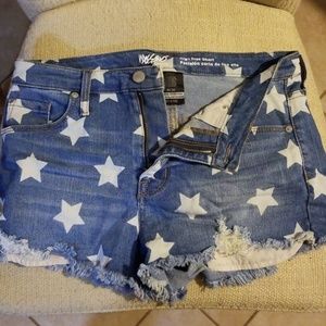 Star Print Denim Shorts